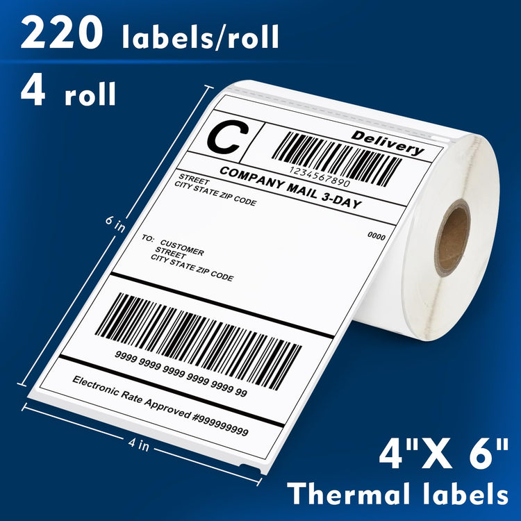 880 4"x 6" Thermal Shipping Labels Replacement for DYMO 1744907 (880 Count)