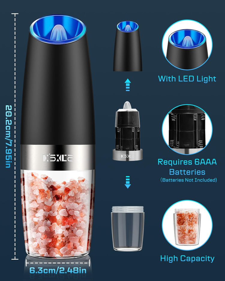 Gravity Electric Pepper and Salt Grinder Set (2 Count)