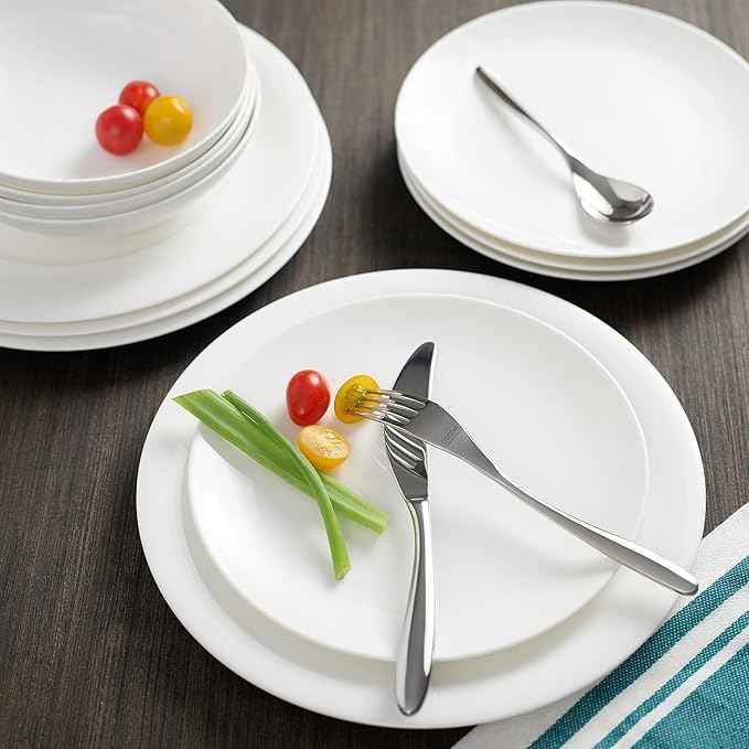 nambe Bend 45 Piece Flatware Set, 18/10 Mirror Stainless Steel Silverware Cutlery Set, Designed for Home Kitchens, Hotel, or Restaurants, Service for 5 and a 3pc Serving Utensil Set, Dishwasher Safe