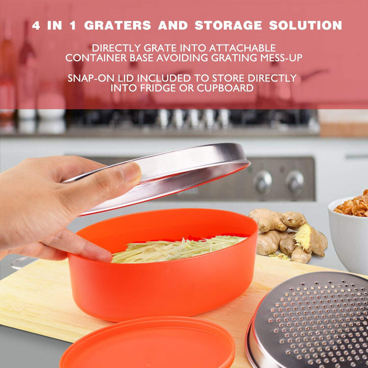 Cheese Grater Citrus Lemon Zester with Food Storage Container & Lid