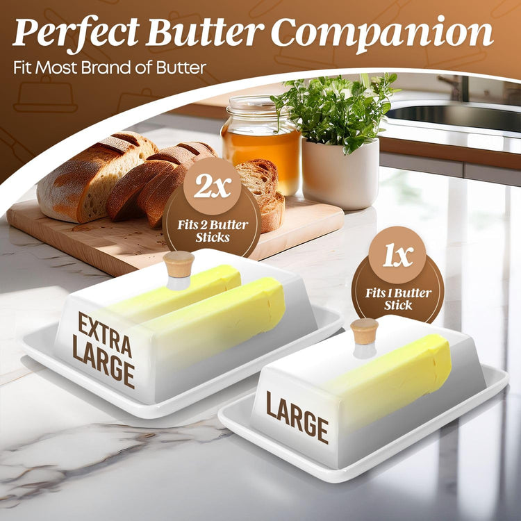 Extra Large Ceramic Butter Dish with Lid
