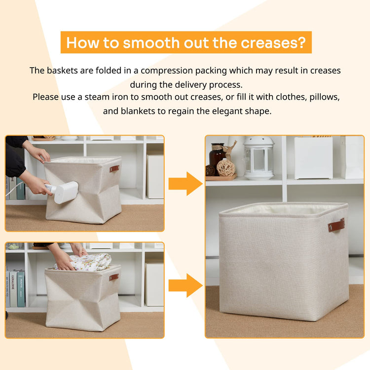 Storage Bins 4 Pack Of 13x13x13 Decorative Storage Cube Bins Suit Office (4 Count)