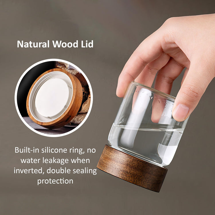 12 oz 350 ml Clear Glass Storage Canister with Airtight Wooden Lid (4 Count)