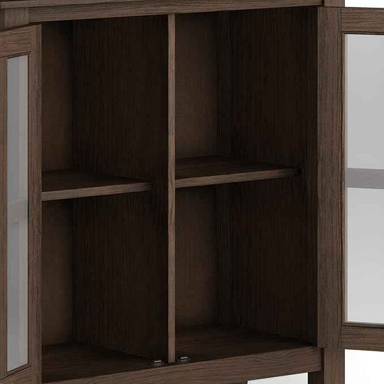 SIMPLIHOME Artisan SOLID WOOD 30 Inch Wide Contemporary Low Storage Cabinet in Farmhouse Brown, For the Living Room, Entryway and Family Room