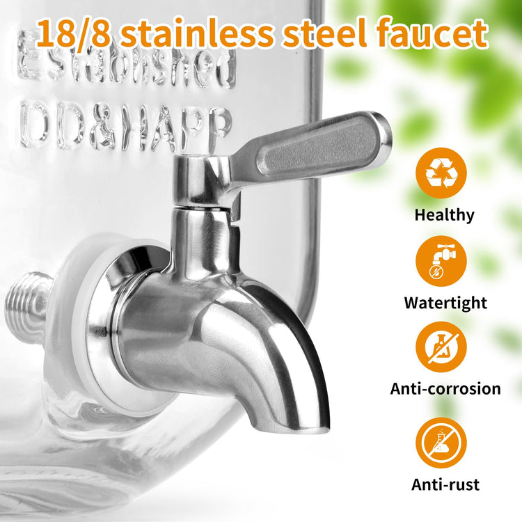 Glass Beverage Dispenser With Stainless Steel Spigot