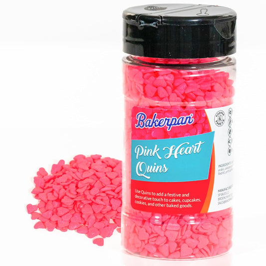 Bakerpan Heart Sprinkles for Baking, 4 Ounces Pink Heart Sprinkles Edible, Made in USA - Nestoria