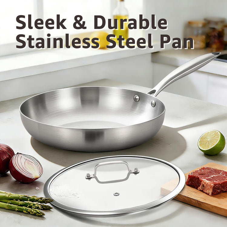 8 Inch Stainless Steel Frying Pan with Lid
