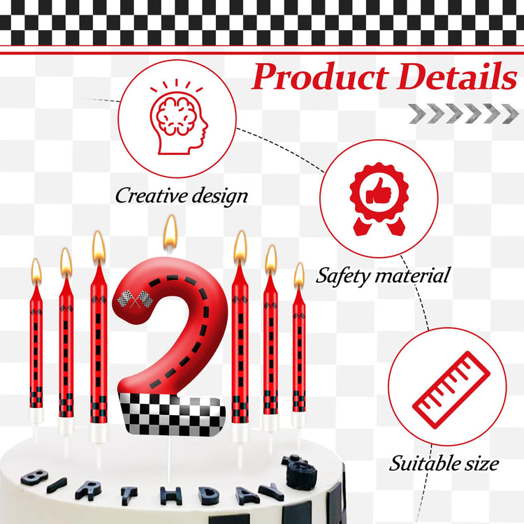 13PCS Racing Car Theme Birthday Candle Set with Checkered Flag Design (13 Count)