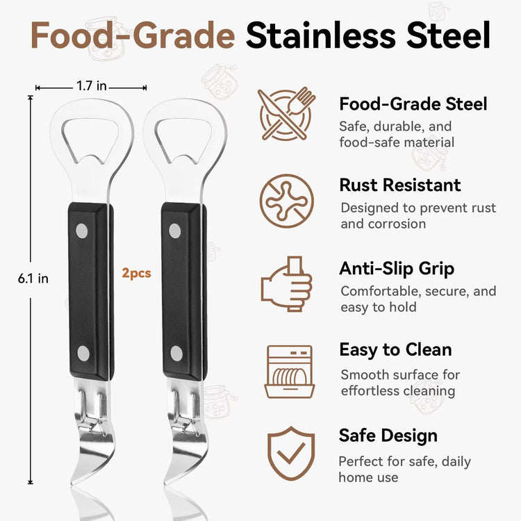 2-in-1 Can Punch Opener & Bottle Opener, 2-Pack, 6.1" (2 Count)