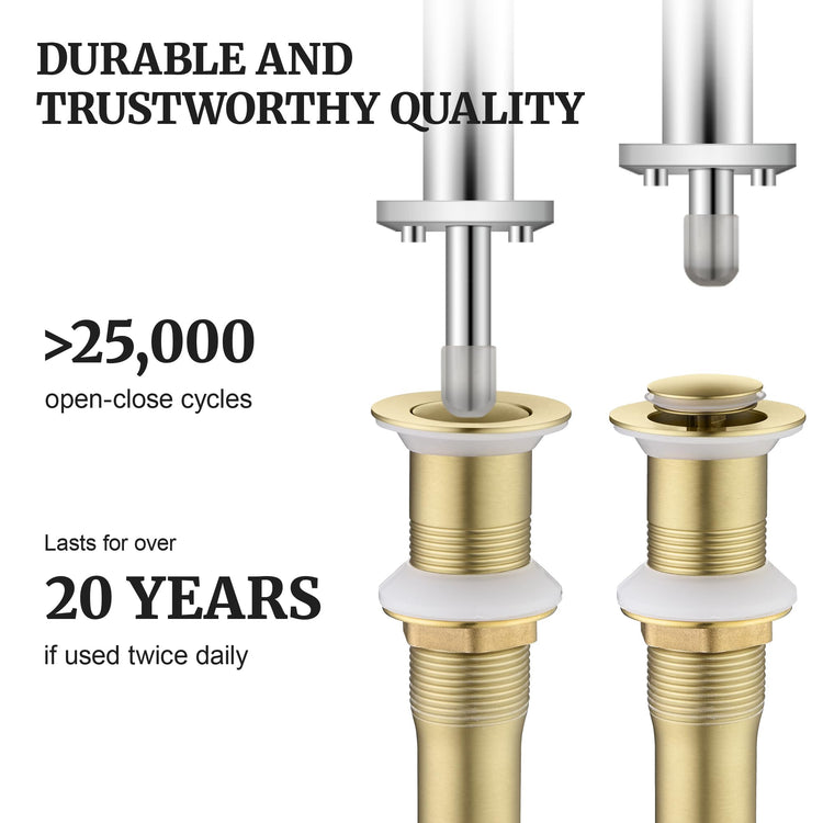 Pop up Sink Drain Stopper for Bathroom Vessel Vanity Sink Art Basin Brushed Gold