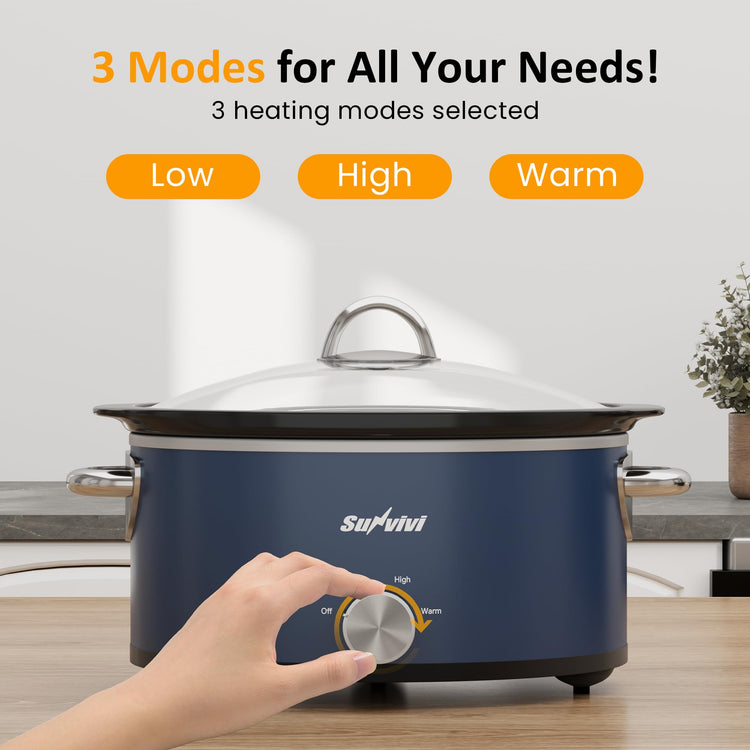 3 Quart Slow Cooker & Mini Food Warmer with 3 Heating Settings