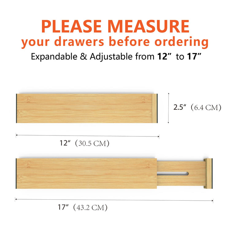 4 Pack Bamboo Drawer Dividers 2.6" High (4 Count)