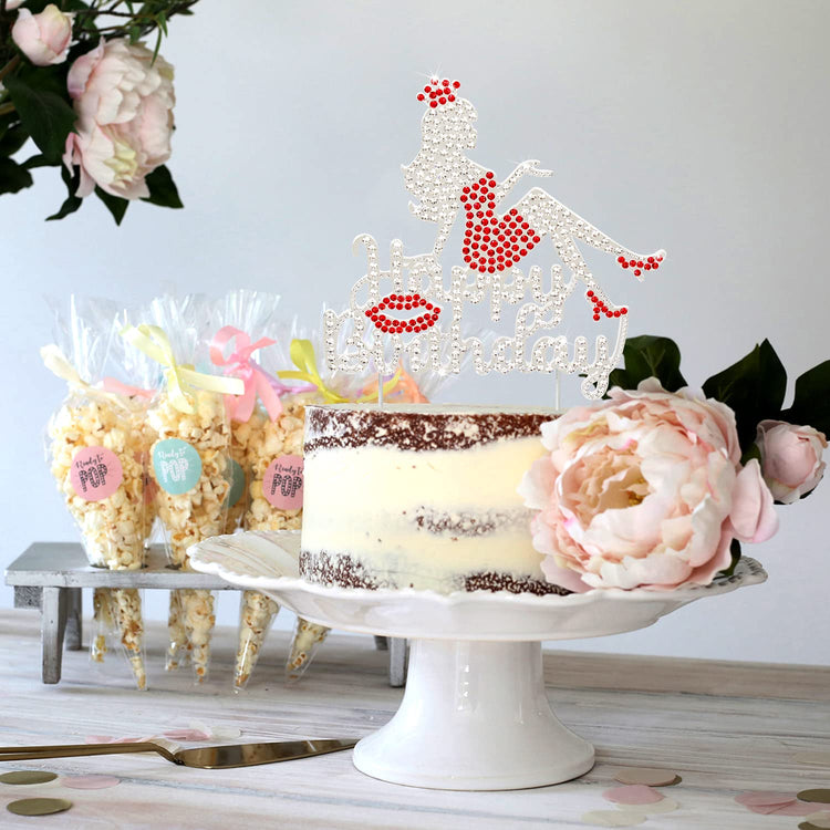 Happy Birthday Crown Queen Lady Rhinestone Cake Topper