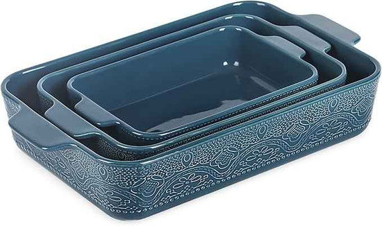 Ceramic Baking Dish Set of 3, Casserole Dishes for Oven, Ideal for Baking, Stewing, Roasting, and Holiday Feasts. The Gift for Mother's Day, Thanksgiving, Christmas, or Housewarming