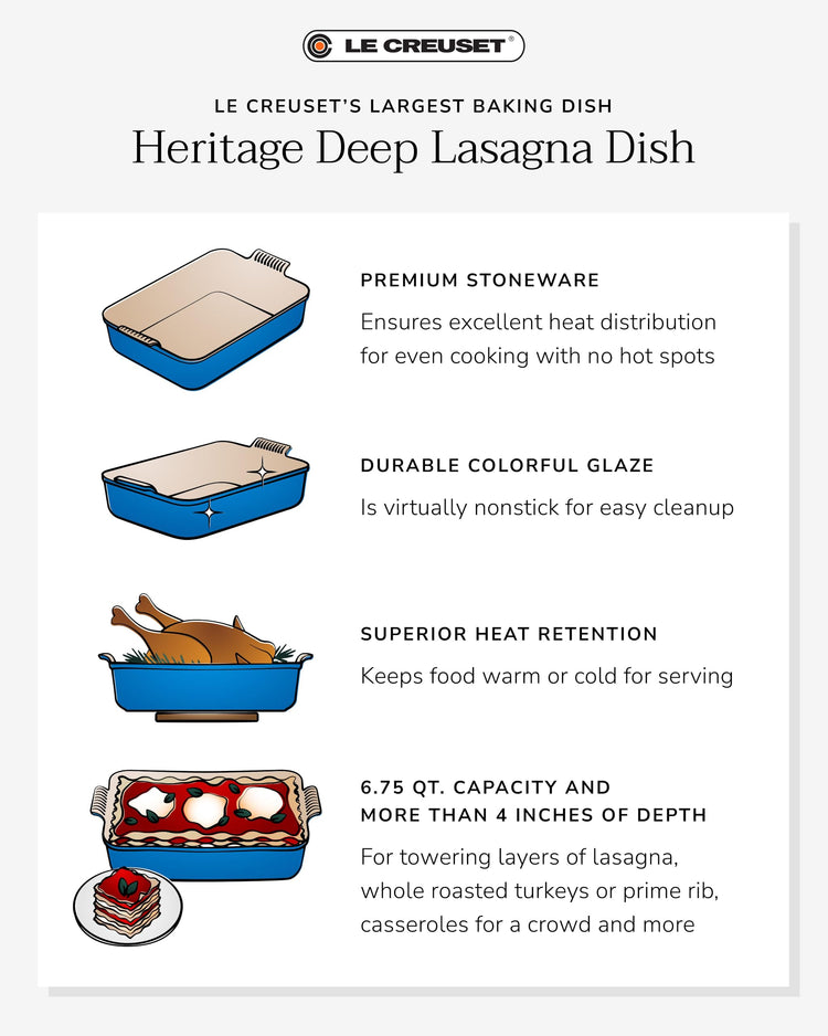 Stoneware Heritage Deep Rectangular Lasagna Dish