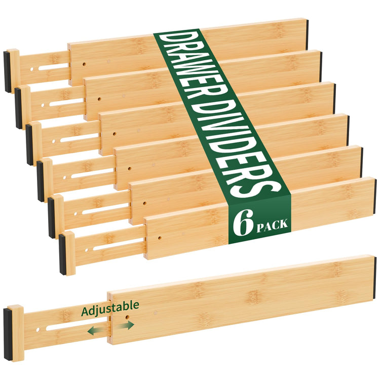 Bamboo Drawer Dividers 2.6" High (6 Count)