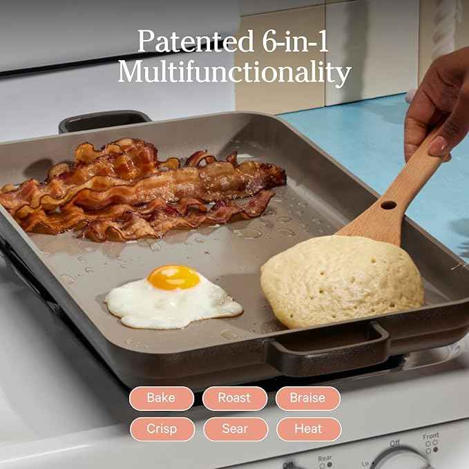Our Place Bakeware Set | 5-Piece Ceramic Bakeware Collection with Stovetop-to-Oven Griddle Pan | PFAS-Free Non-Toxic Nonstick Pans, Oven Mat & Baking Dishes | Char