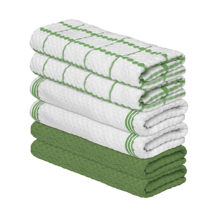 Ring Spun Cotton Green Kitchen Dish Towels (6 Count)