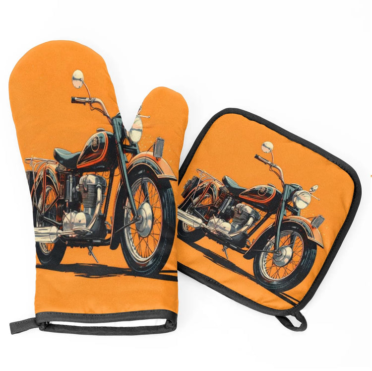 Motorcycle Theme Oven Mitts and Pot Holders Sets (2 Count)