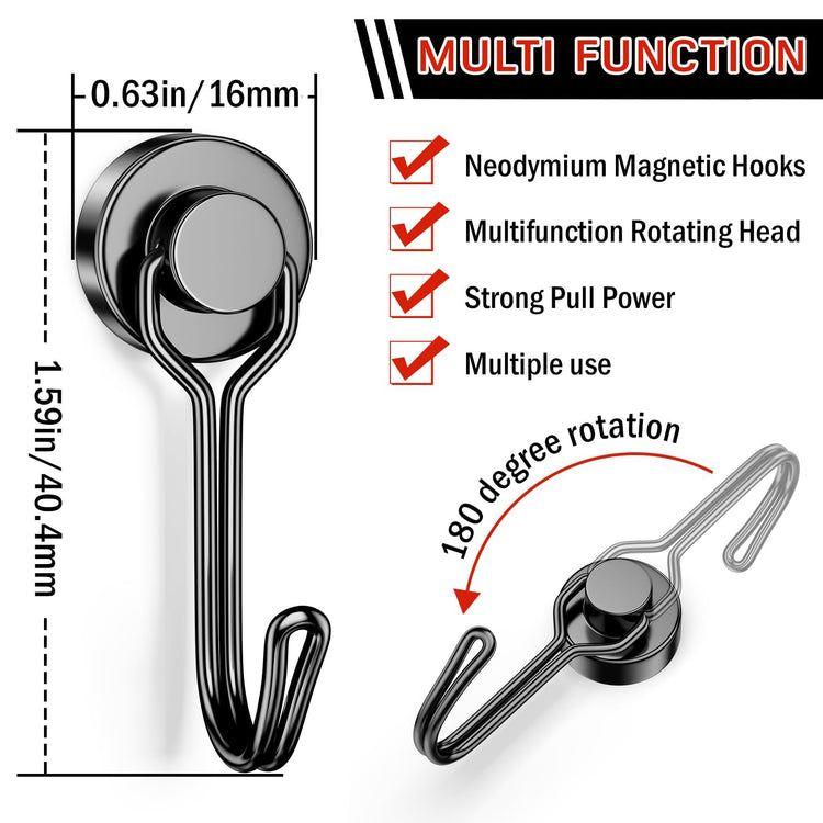 50 Pack Black Magnet Hooks (50 Count)