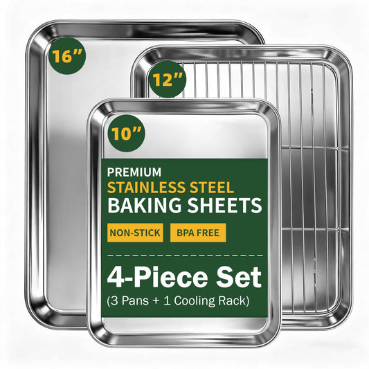 4 PCS Stainless Steel Baking Sheet Set 10 (4 Count)