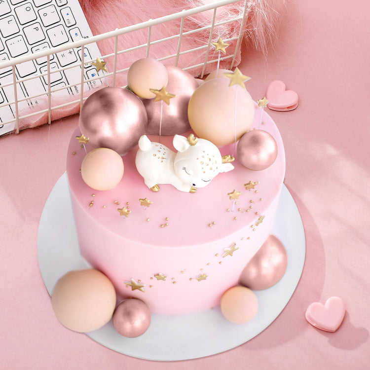 48 Pcs Balls Cake Topper Decorations Balloon Cupcake Toppers Foam Cake Topper Balls for Birthday Party Wedding Cake Deco (48 Count)