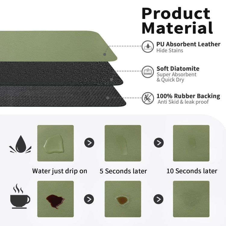 Coffee Mat Absorbent Hide Stain Rubber Backed Dish Drying Mat for Kitchen Counter