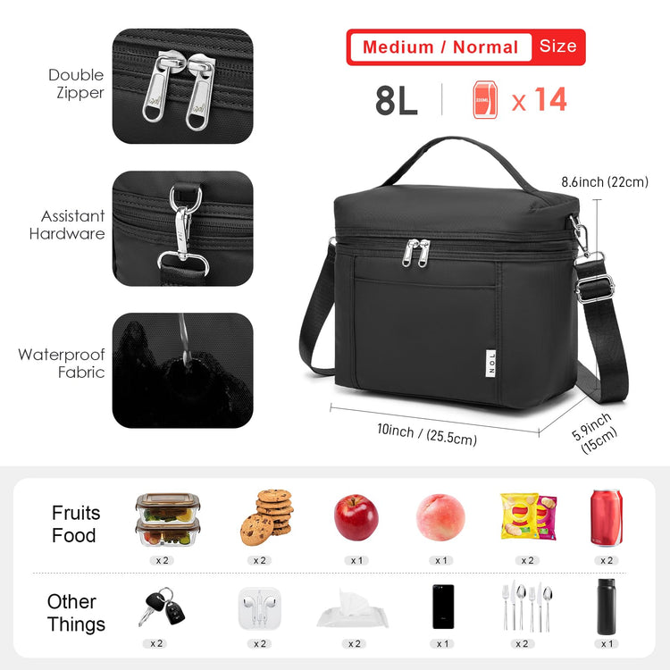 NOL Insulated Lunch Bags for Women Cooler Bag Lightweight Nylon Waterproof Lunch Box For Work