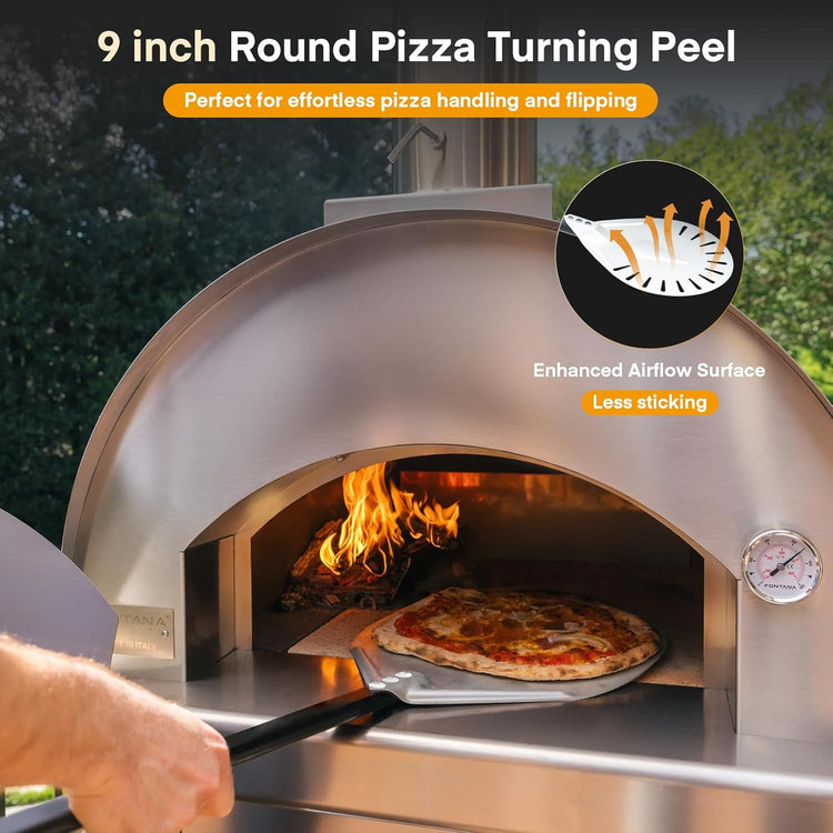 4PCS Pizza Oven Accessories, Yofuly 12 Inch Perforated Pizza Peel, 9 Inch Round Turning Peel, Pizza Stone Cleaning Brush with Scraper, Rocker Cutter, Homemade Pizza Supplies Tools Kit