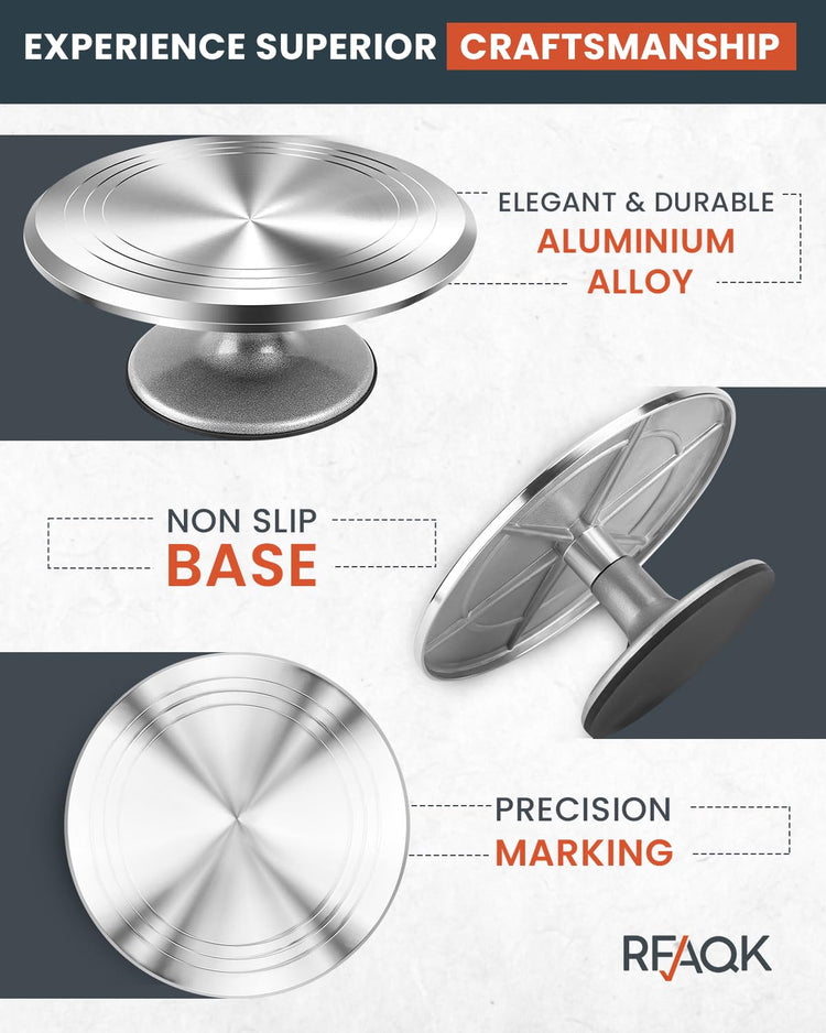 50PCs Cake Decorating Supplies Kit with 12" Aluminum Rotating Cake Turntable Stand