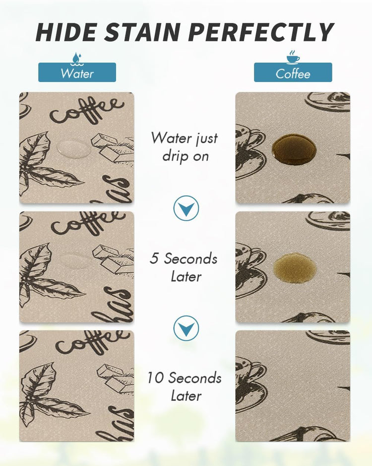 AMOAMI Coffee Mat Hide Stain Rubber Backed Absorbent Dish Drying Mat for Kitchen Counter - Fits Under Coffee Maker & Espresso Machine (17X31.5, MILK TEA)