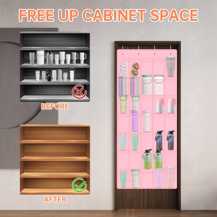 35 Pockets Door Hanging Cup Organizer Fit for Stanley Tumblers