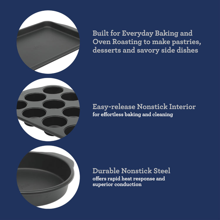 Teston 5 Piece Carbon Steel Baking Pans Bakeware Set w