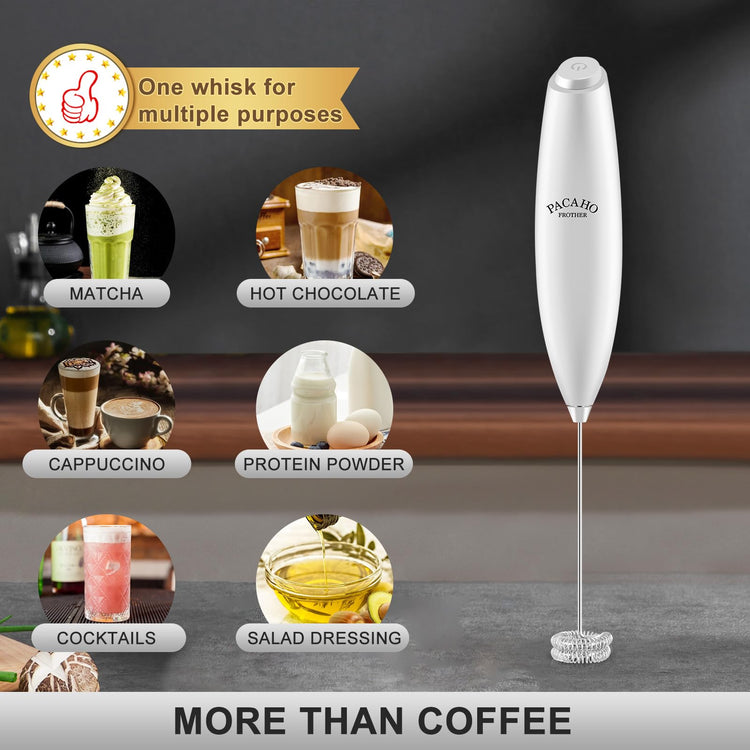 Powerful Milk Frother with Stand with Double Whisk