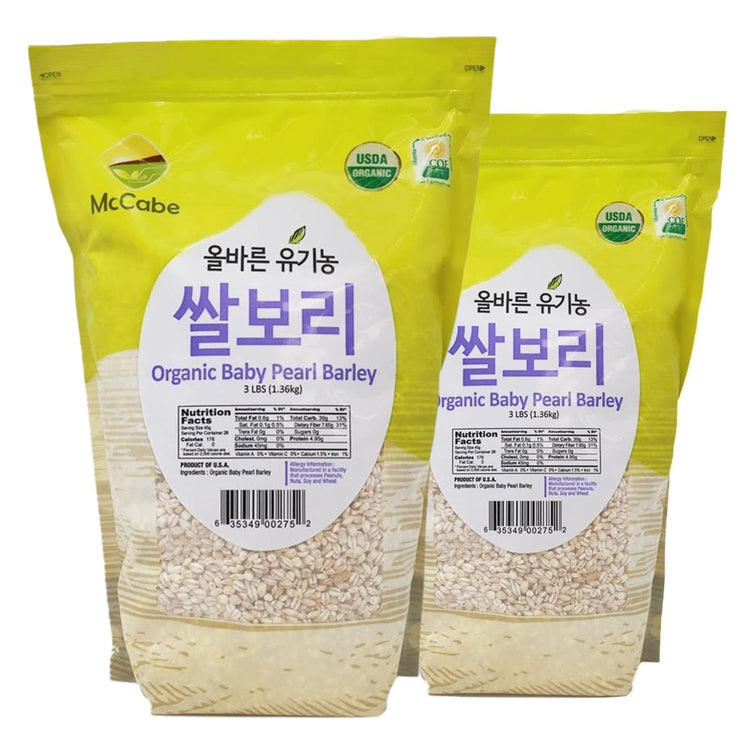 McCabe Organic Baby Pearled Barley - Pearl Barley Grain | USDA and CCOF Certified | Product of USA | 3 lbs (48 Oz) Pack of 2 - Nestoria