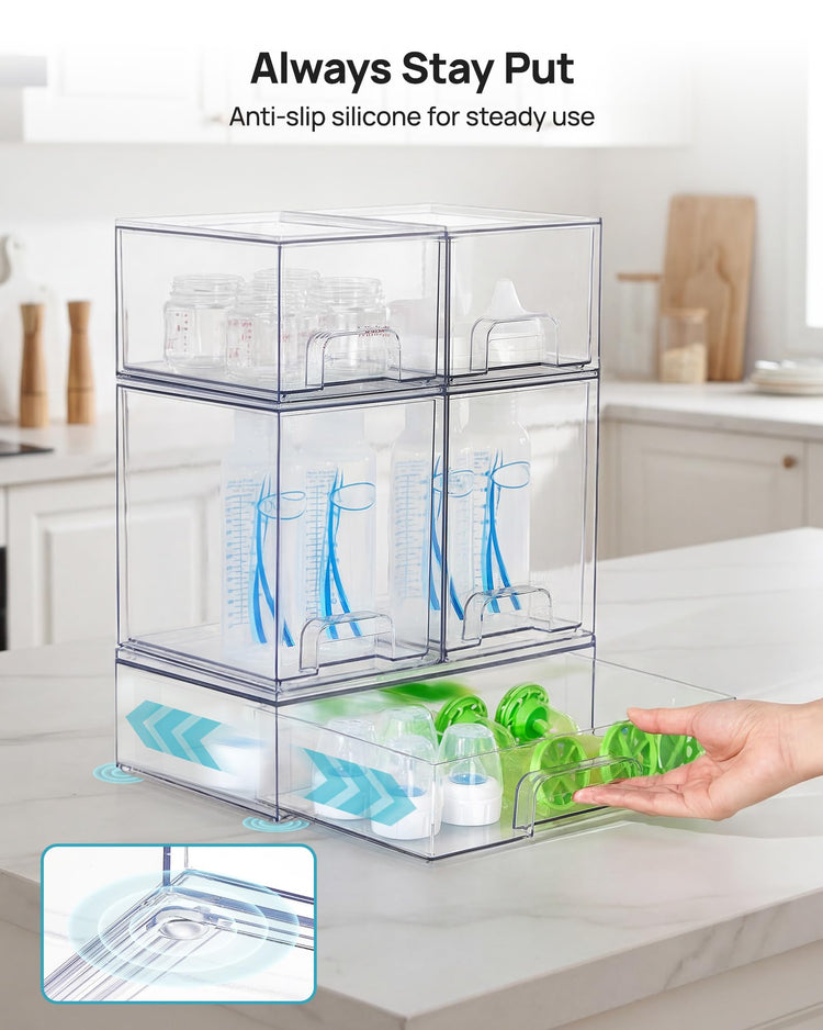 Clear Stackable Storage Drawers Set of 5 (5 Count)