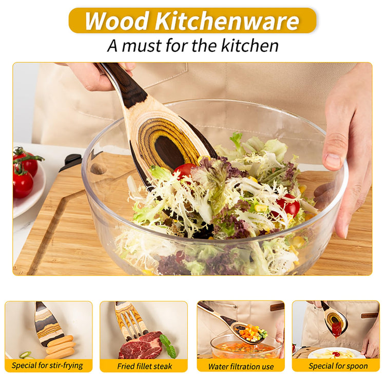 7 Piece Brown Pakkawood Utensils Set (7 Count)