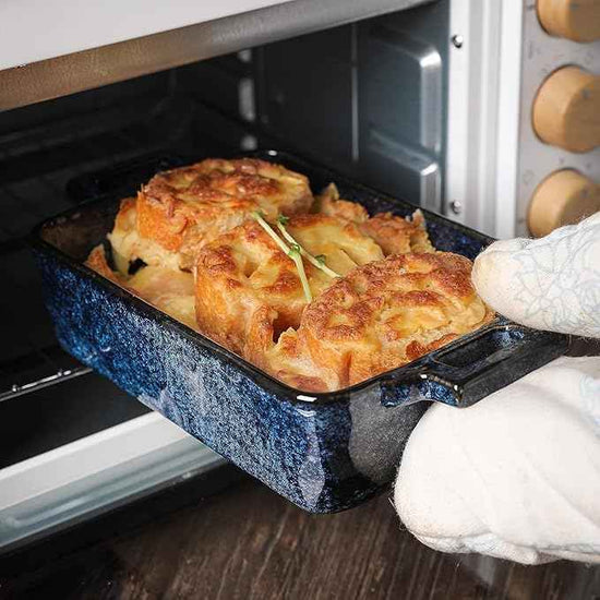 VICRAYS Ceramic Bakeware Set, Porcelain Rectangular Lasagna Pans Casserole Dish Set for Baking, Cooking, Kitchen, Cake Dinner, Banquet and Daily Use, 3 PCS, 15 x 8.5 Inches(Blue)