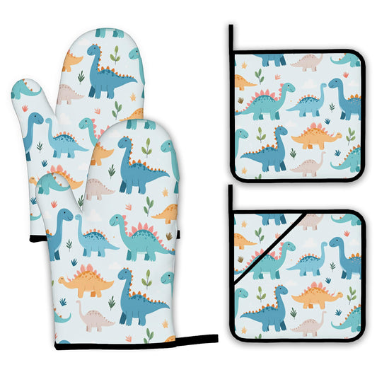 Cute Dinosaur Oven Mitts and Pot Holders (4 Count)