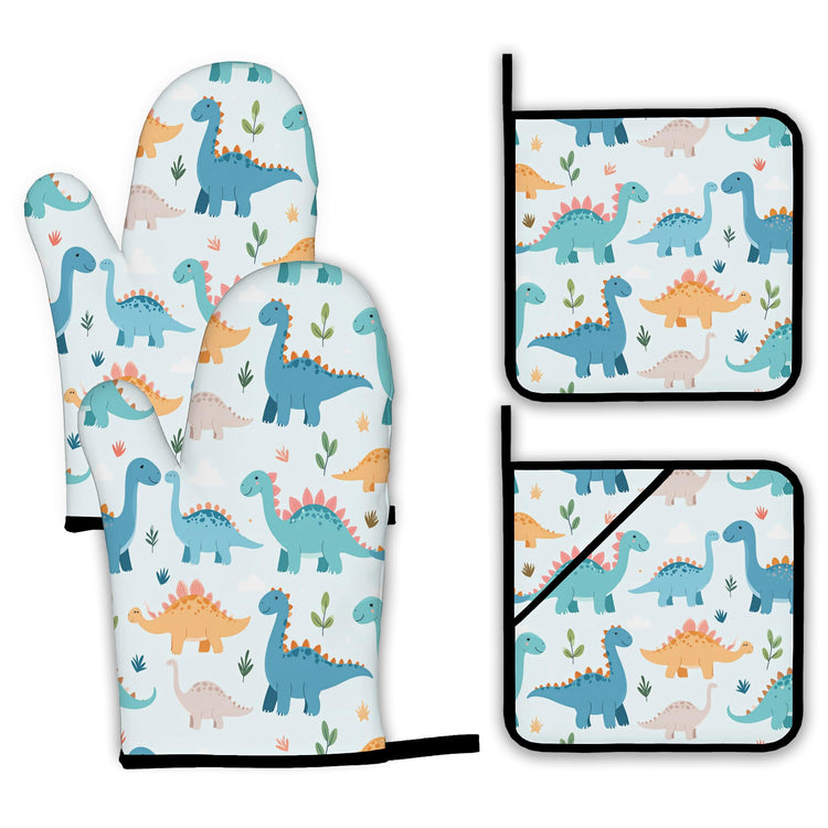 Cute Dinosaur Oven Mitts and Pot Holders (4 Count)