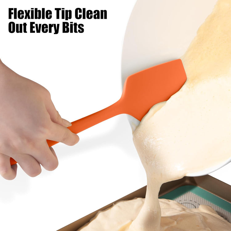 4-Piece Silicone Spatula Scrapers: Doosu 600°F Heat Resistant Food Grade Kitchen BPA Free Rubber Baking Cooking Tool Nonstick Utensil Set for Mixing, Scraping, Folding, Stirring, Serving (Multi-5)