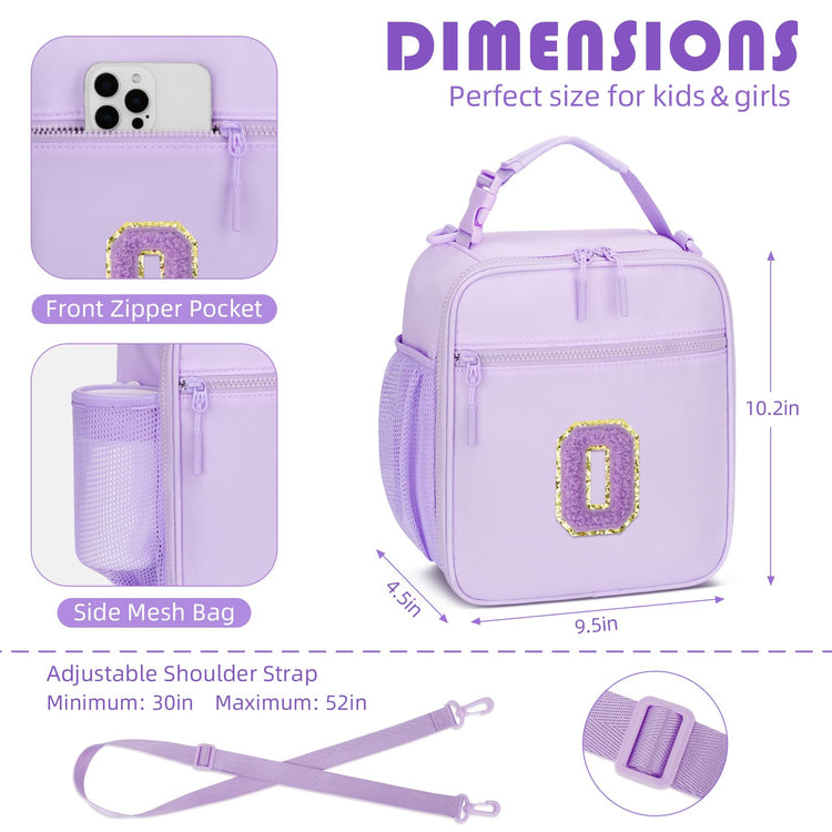 Initial Insulated Lunch Bag for Girls Kids