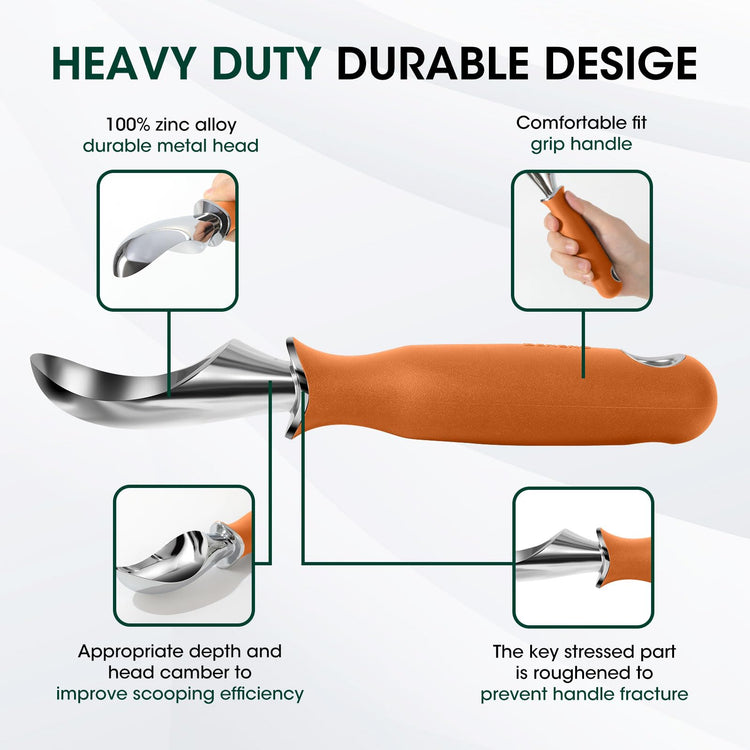 Premium Heavy Duty Ice Cream Scoop with Ergonomic Handle