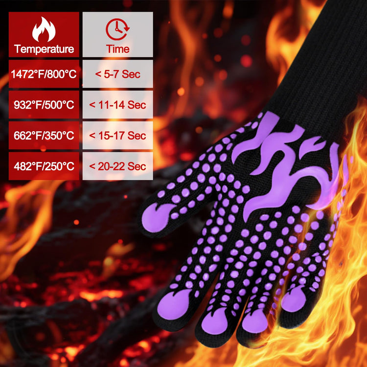 BBQ Gloves 1472 Degree F Heat Resistant Grilling Gloves Silicone Non (2 Count)