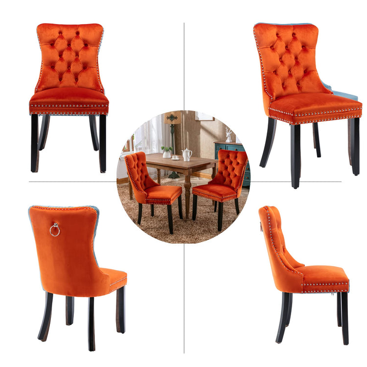 Orange Velvet Dining Chairs Set of 6 (6 Count)
