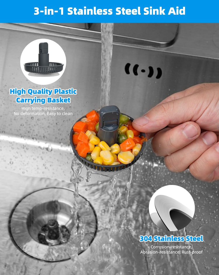 2 Pack 3 in 1 Kitchen Sink Drain Strainer and Stopper Combo