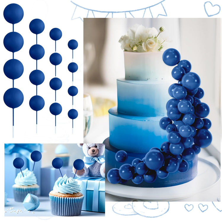 48 Pcs Balls Cake Topper Decorations Balloon Cupcake Toppers Foam Cake Topper Balls Cake Balls Decorations for Birthday Party Wedding Anniversary Cake Decorating (48 Count)
