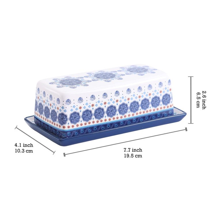 Blue Talavera Ceramic Butter Dish with Lid