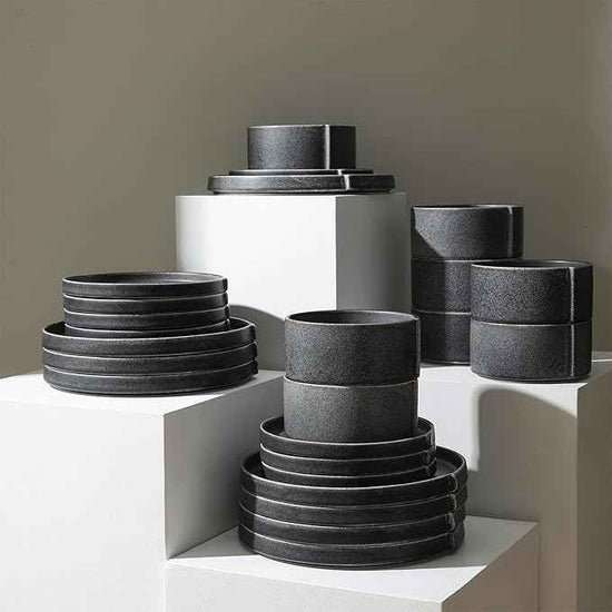 Stone Lain Bao 12-Piece Dinnerware Set Stoneware, Charcoal