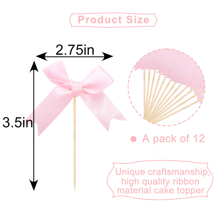 Pink Bow Cupcake Toppers